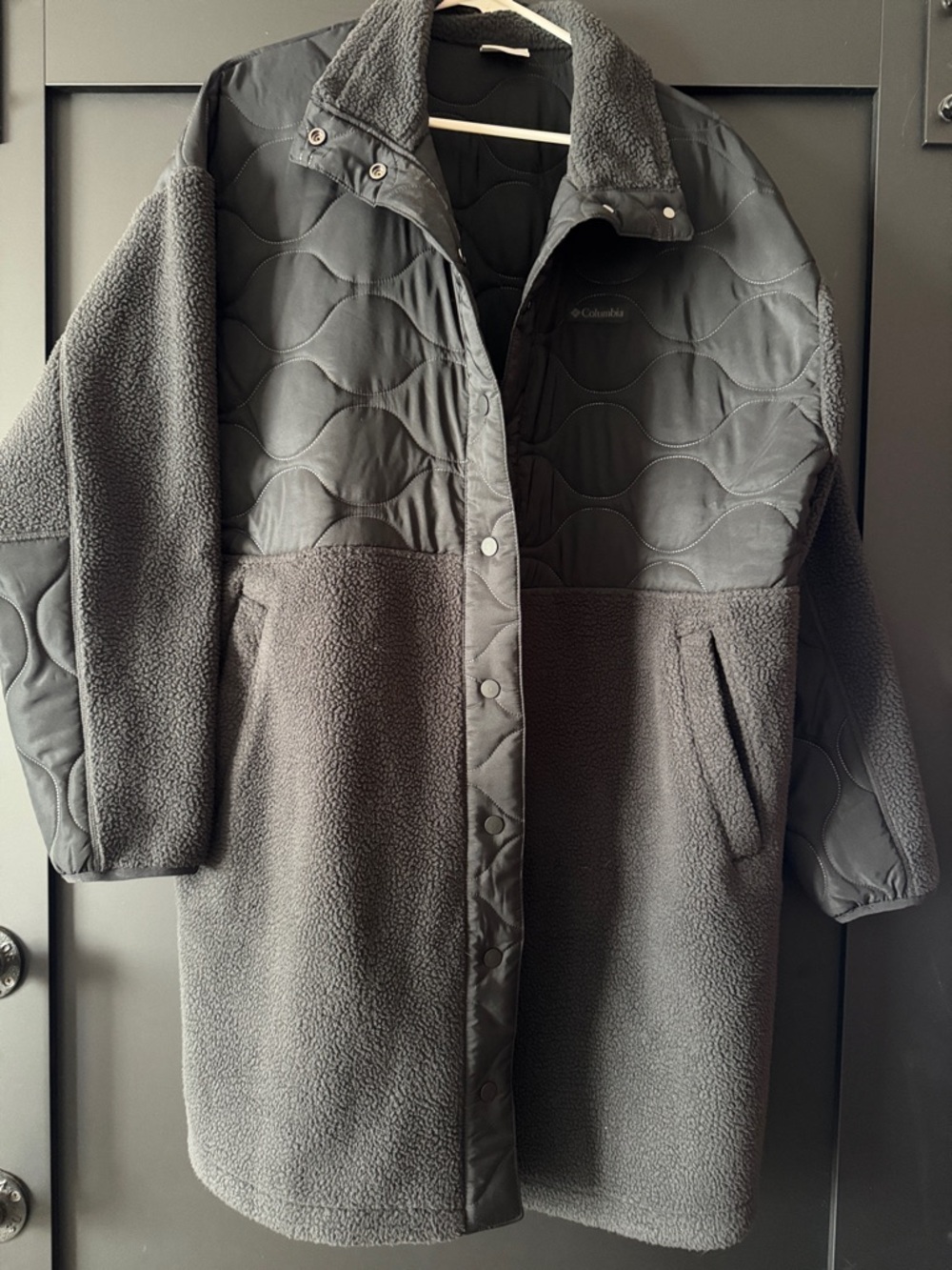 NWT Columbia Black Quilted and Fleece Long Coat